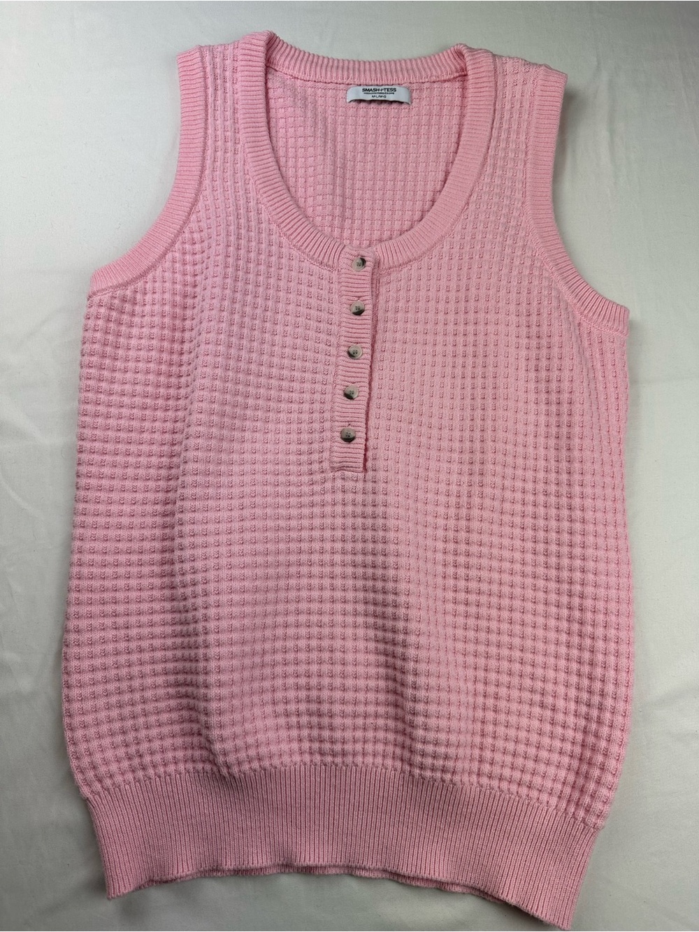 Smash + Tess Pink Megan Waffle Knit Henley Tank Top M/L Soft Loungewear Vest